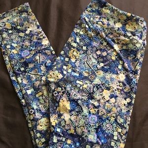 Blue and yellow Lularoe Leggings